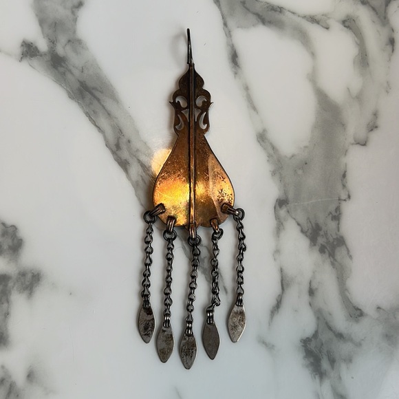 Brass and Turquoise Wedding Bun Pin - Picture 2 of 5